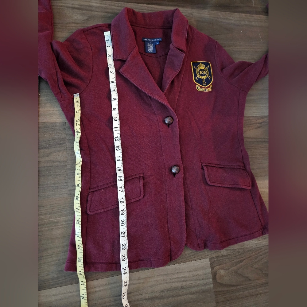 Ralph Lauren Blue Label Burgundy Blazer with Crest Patch - Picture 12 of 13